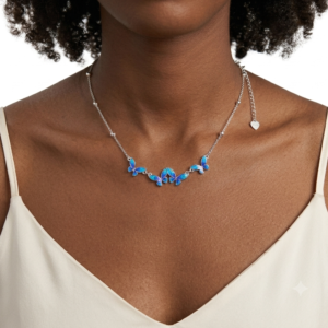 Silver & Blue Enamel Butterfly Necklace