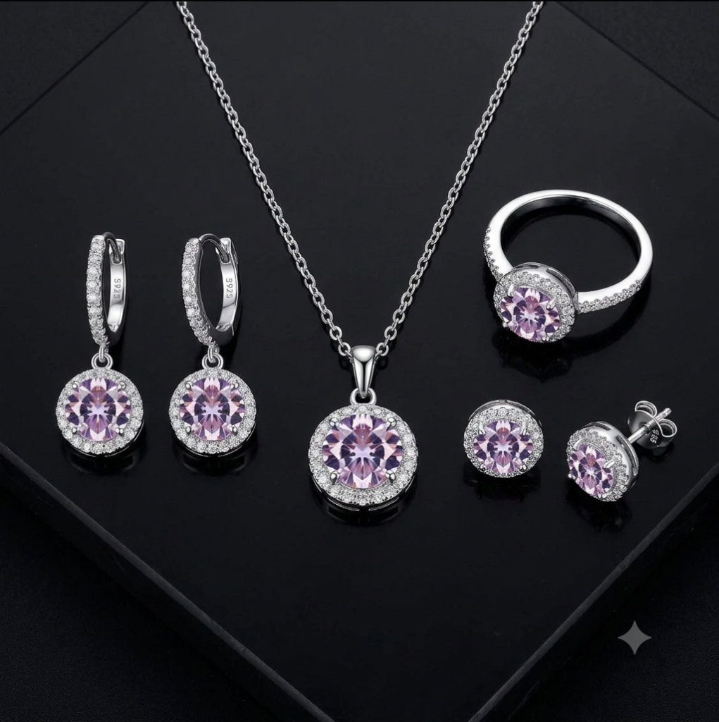Rose Crystal Halo Set