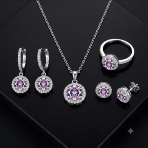 Rose Crystal Halo Set