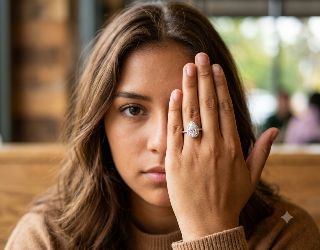 The Teardrop Halo Ring